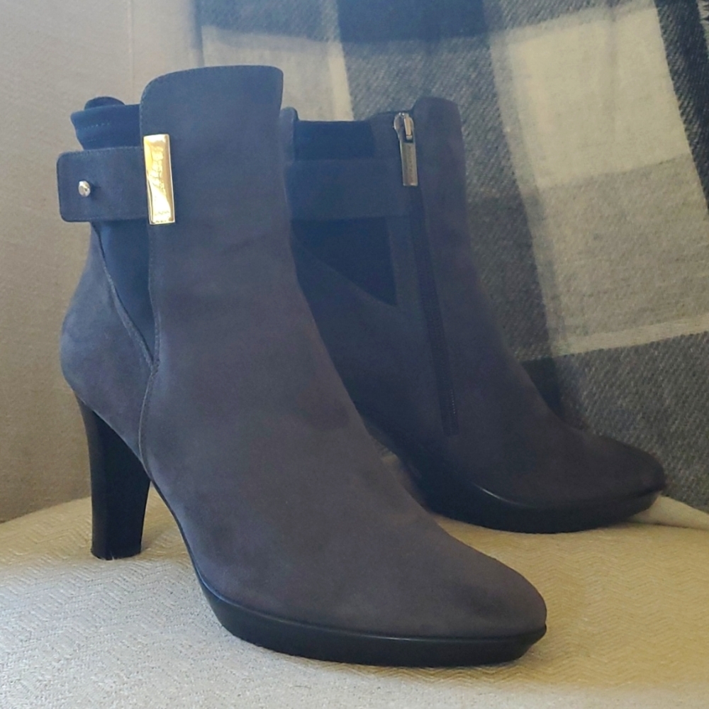 Aquatalia Grey Suede Waterproof Booties